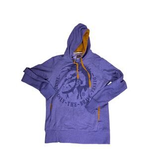 Vintage Diesel Only The Brave Mohawk Graphic Hoodie Mens Small Blue Sweatshirt